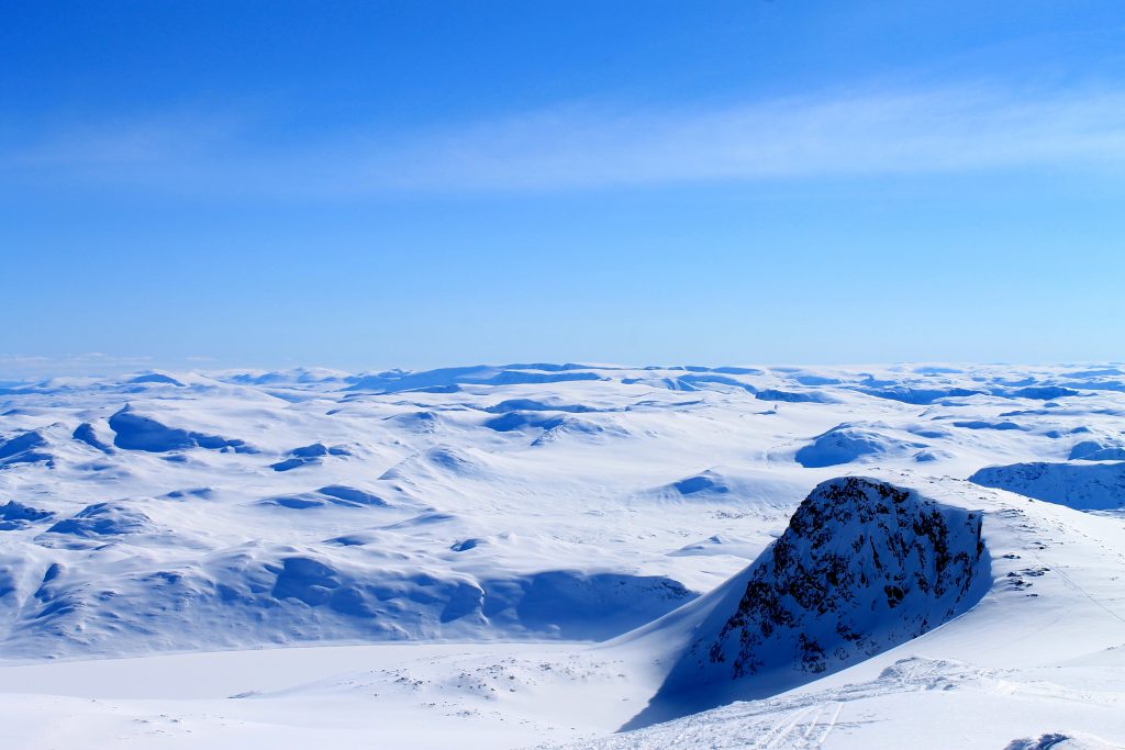 Utsikt fra Austre Kalvehøgde mot Skarvheimen og Hallingskarvet.