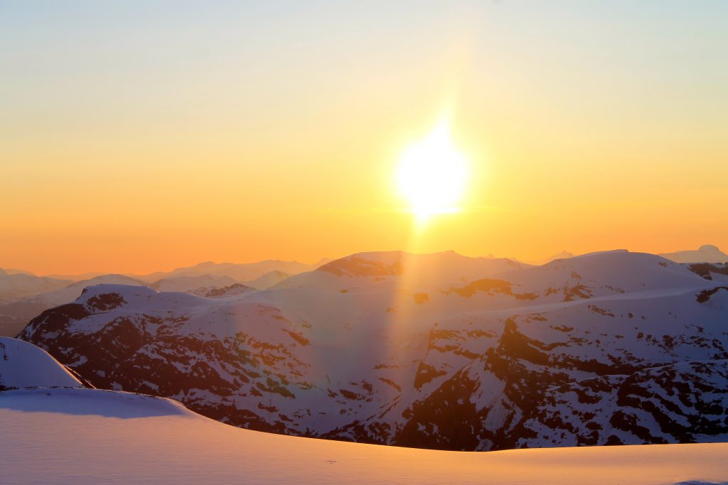 Solnedgangen på Jostedalsbreen er sjelden flott.