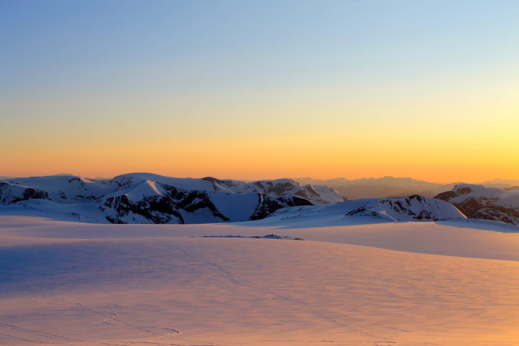 Solnedgangen på Jostedalsbreen er sjelden flott. Her fra Brenibba.