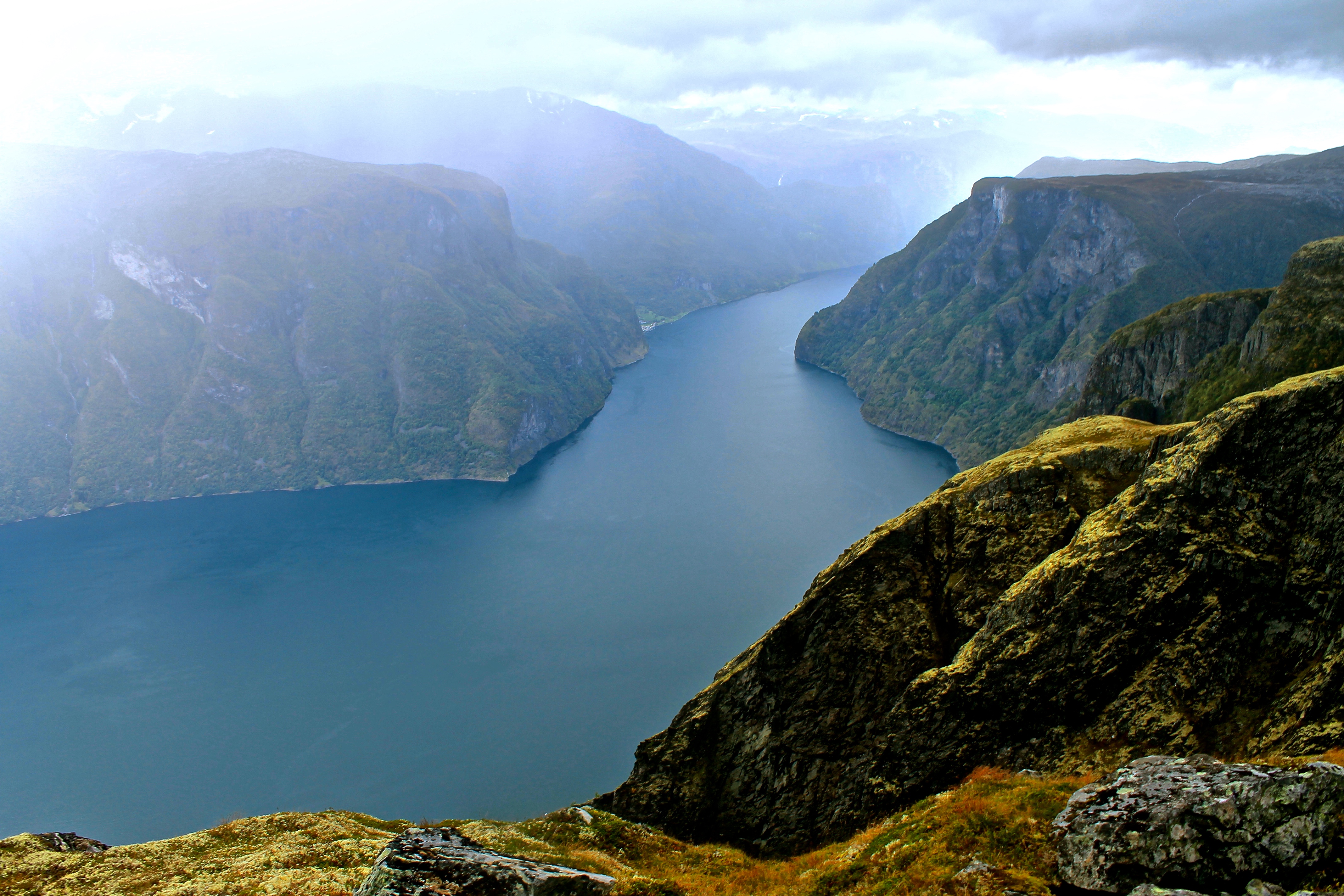 Aurlandsfjorden retning nordover, sett fra Prest.