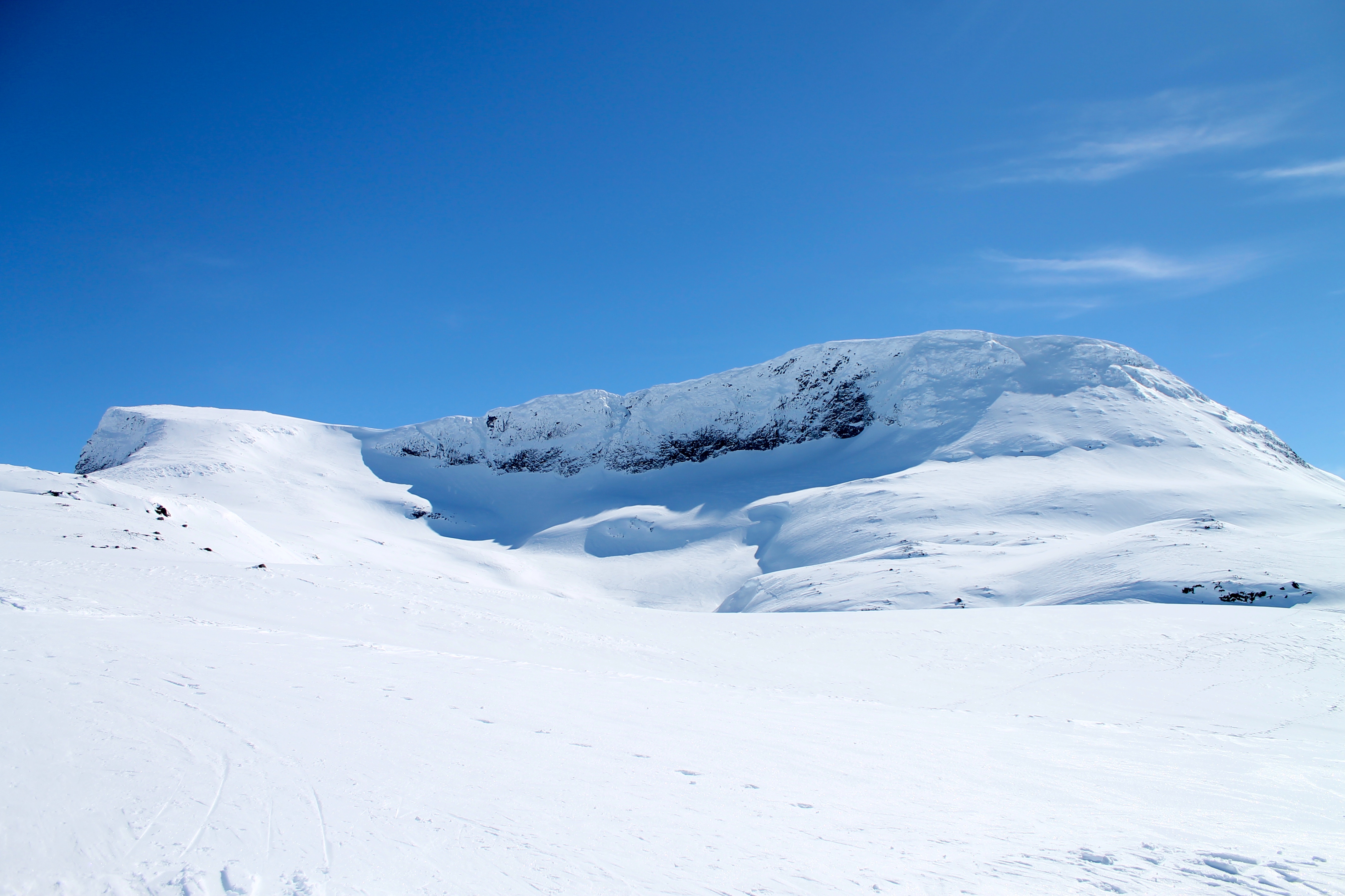 Normalruten opp Steindalsnosi fra Sognefjellet. Dette er en kort med fin topptur, som også gir fin nedkjøring.