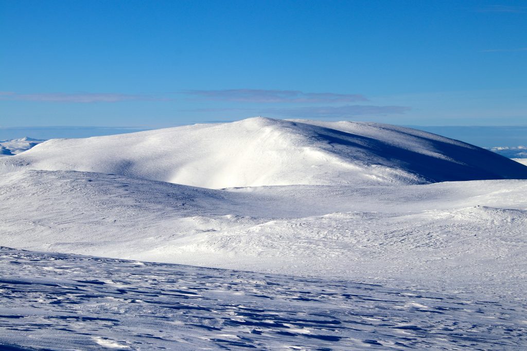 Fossdalsskavlen (1.551 moh) sett fra Trollanuten (1.517 moh).