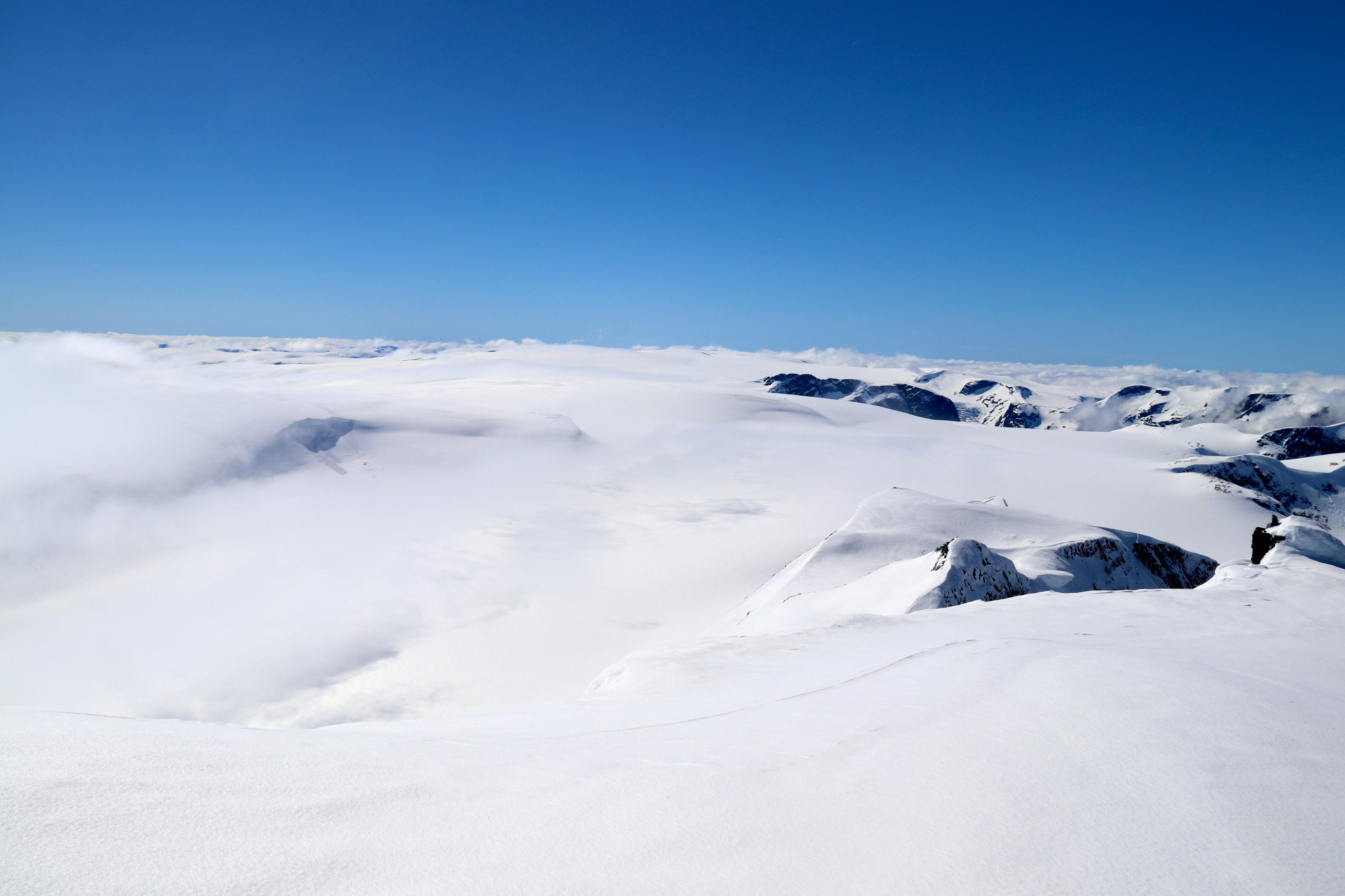 Utsikt sørover Jostedalsbreen fra toppen av Lodalskåpa.