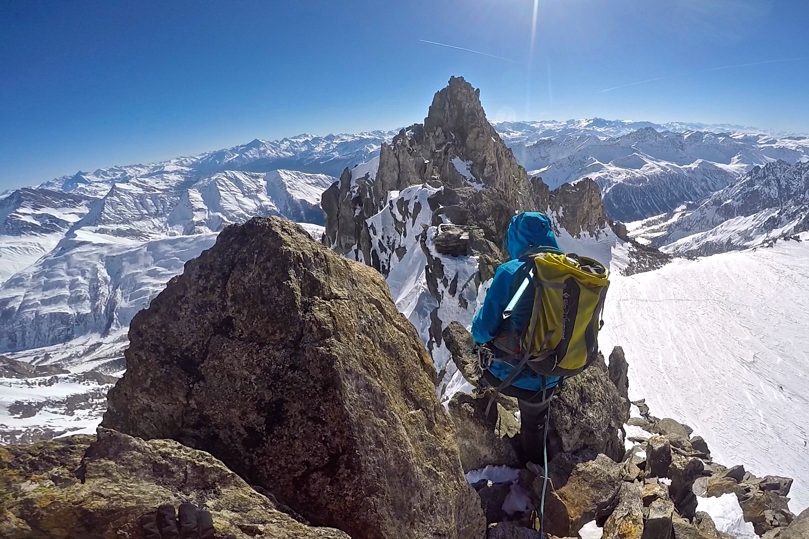 Tinderangling langs Aiguilles Marbrées (3.535 moh).