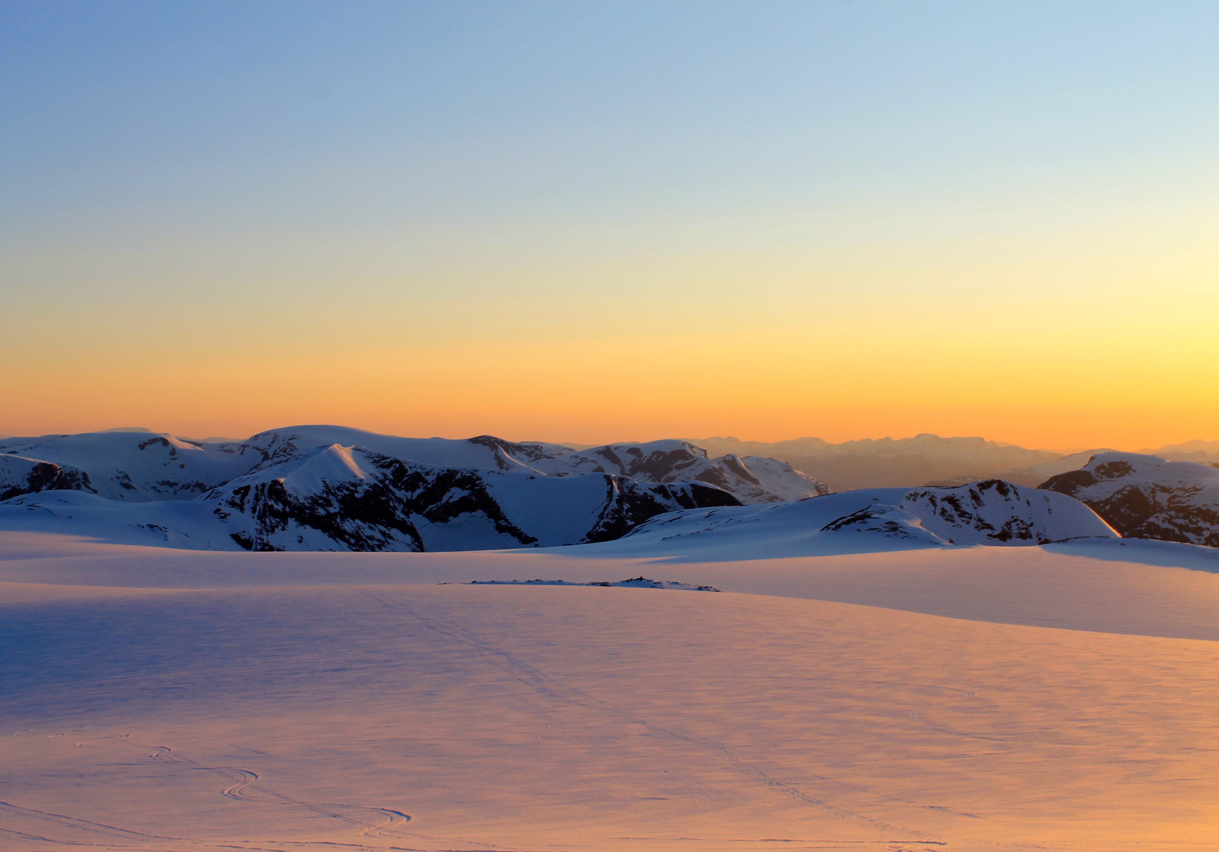 Solnedgangen på Jostedalsbreen er sjelden flott. Her fra Brenibba.