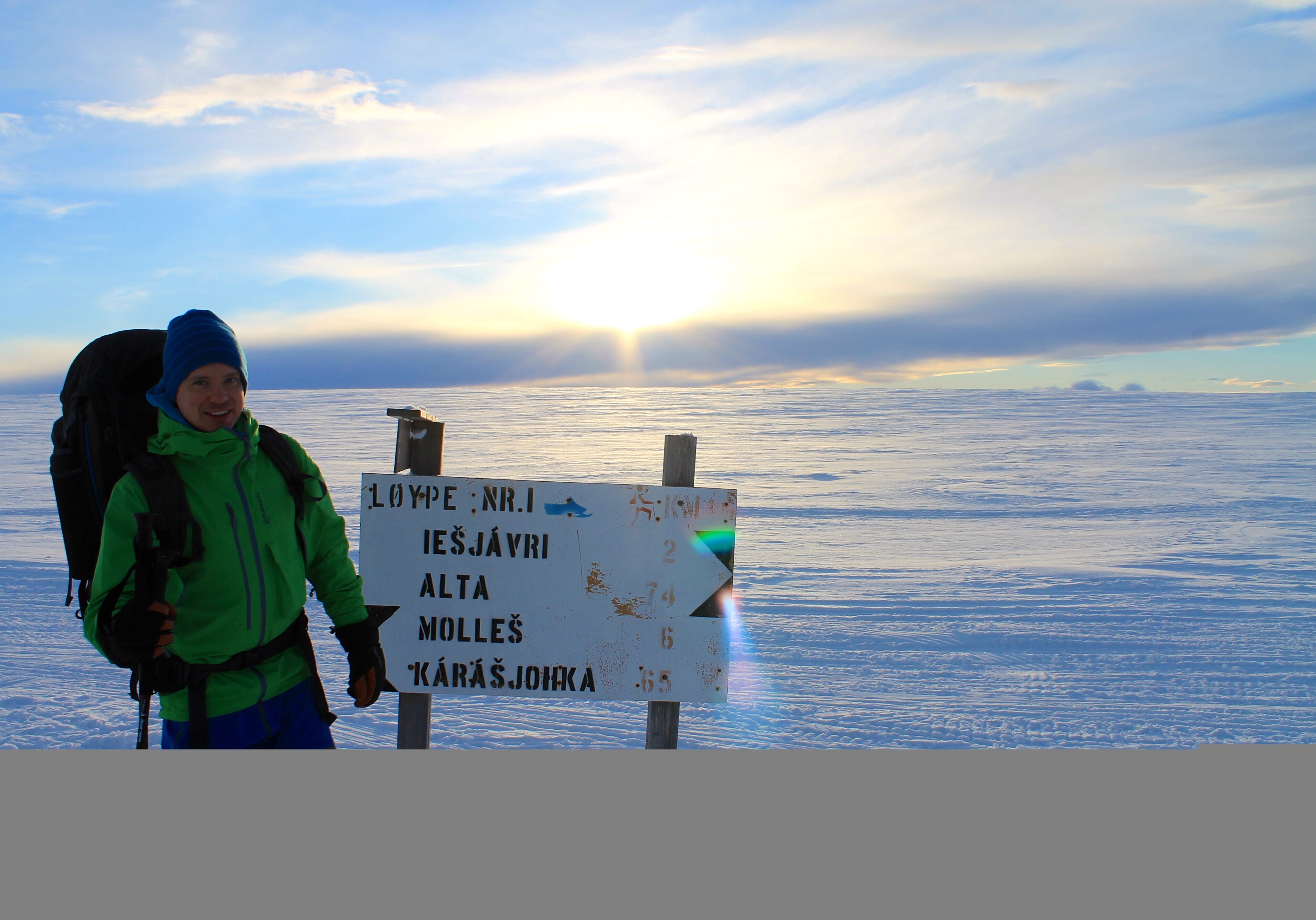 Midtveis på turen over Finnmarksvidda mellom Alta og Karasjok.